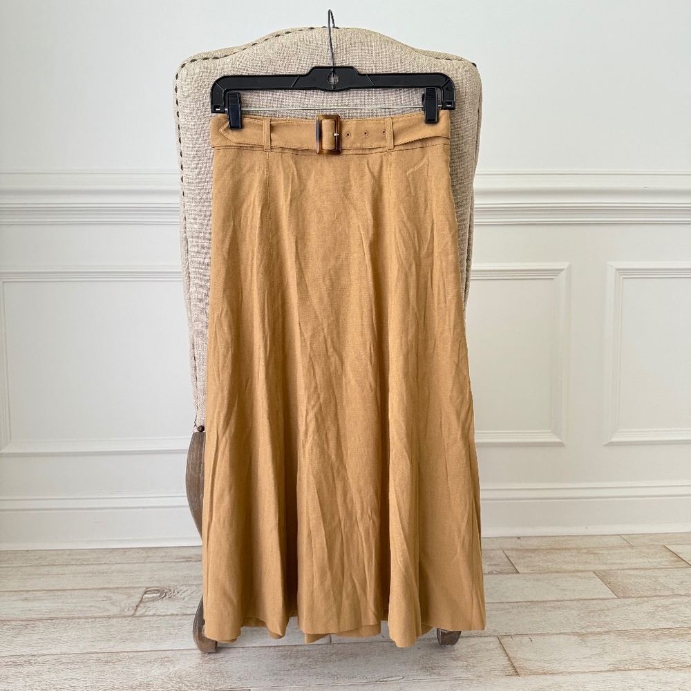 Veronica Beard Arwen Linen Blend Midi Skirt
